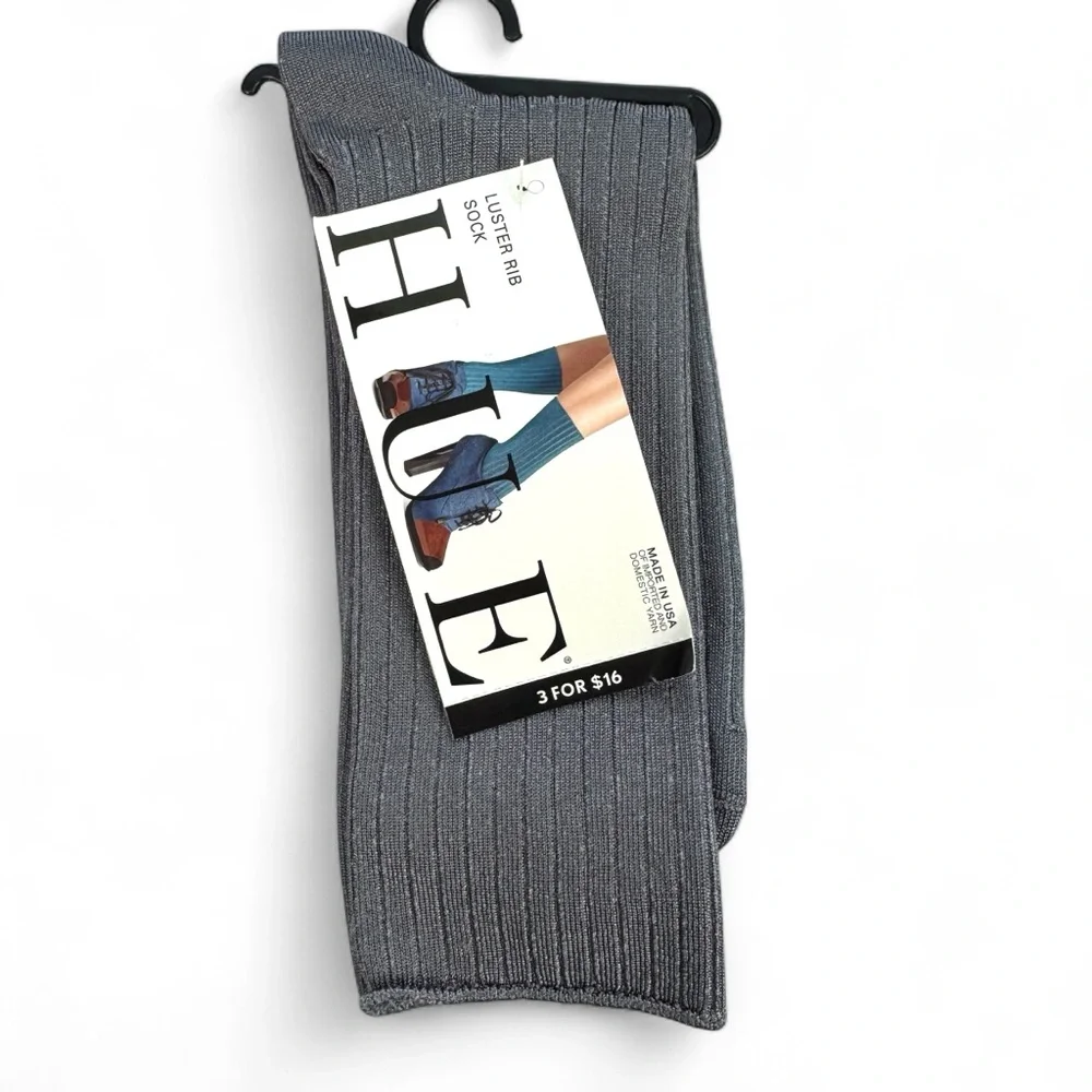 Hue Luster Rib Steel Gray Socks One Size‎ Fits Most Dress Socks